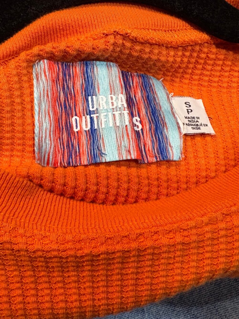 Urban Outfitters Shawni "Free Your Mind" Orange Ribbed Crop Long Sleeve Top S - Picture 2 of 5